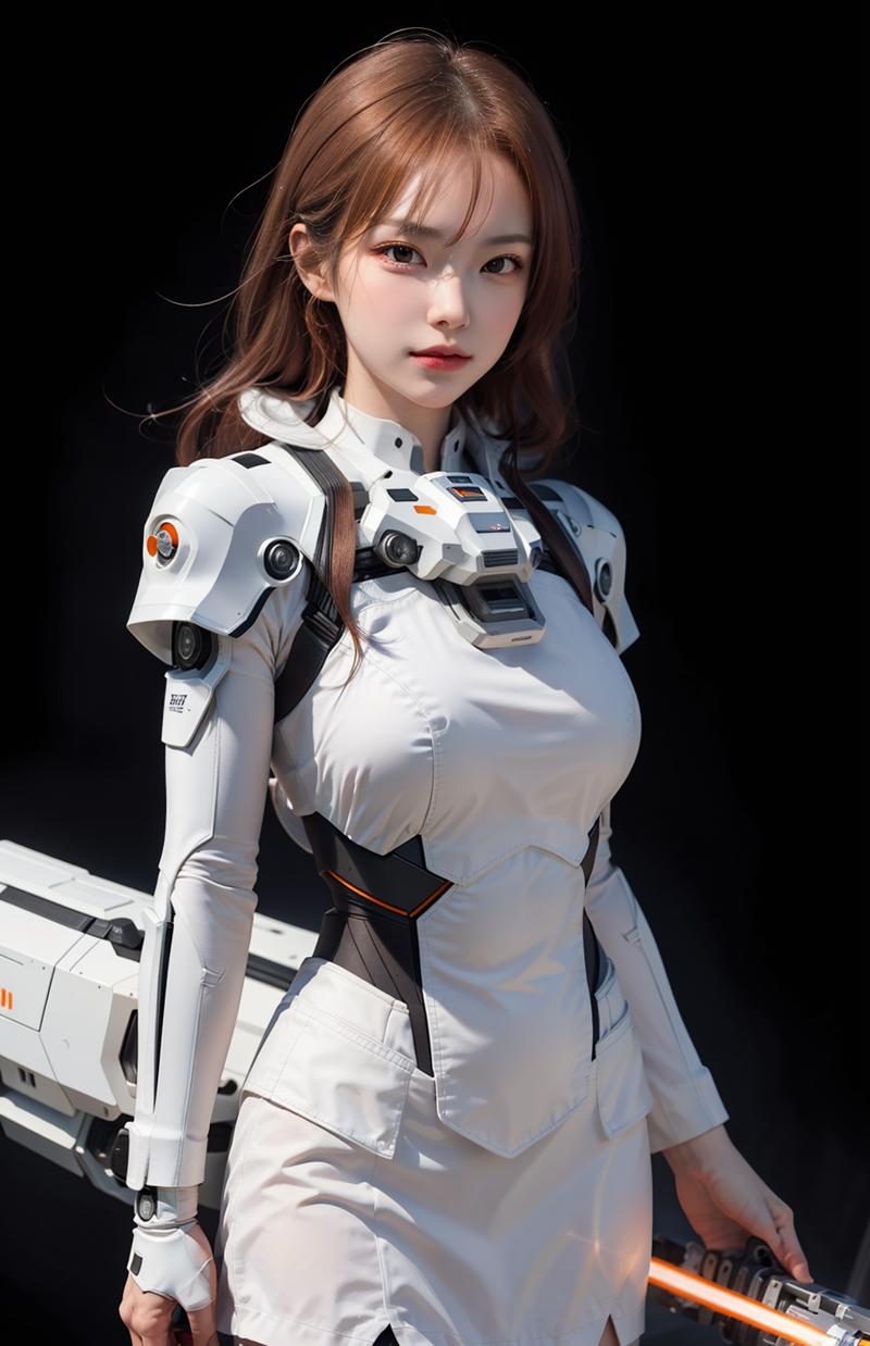 01600-1361006413-8k row photo,realistic,best quality,masterpiece,solo,standing,1 girl,simple background,black background,robot,white and orange m.png